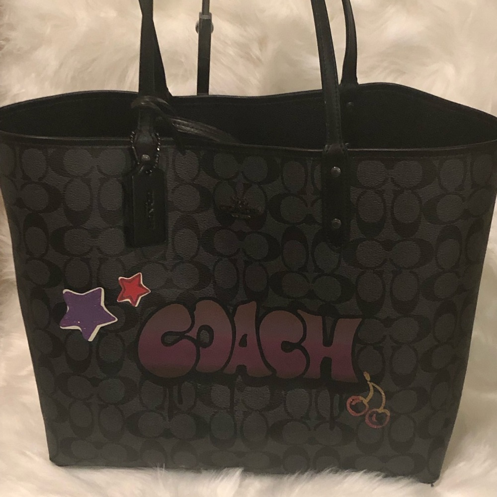 Coach graffiti reversible tote